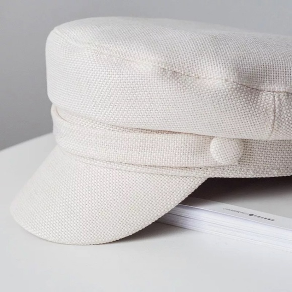 Military Style Hat with Band and Button Detail - Picture 2 of 9